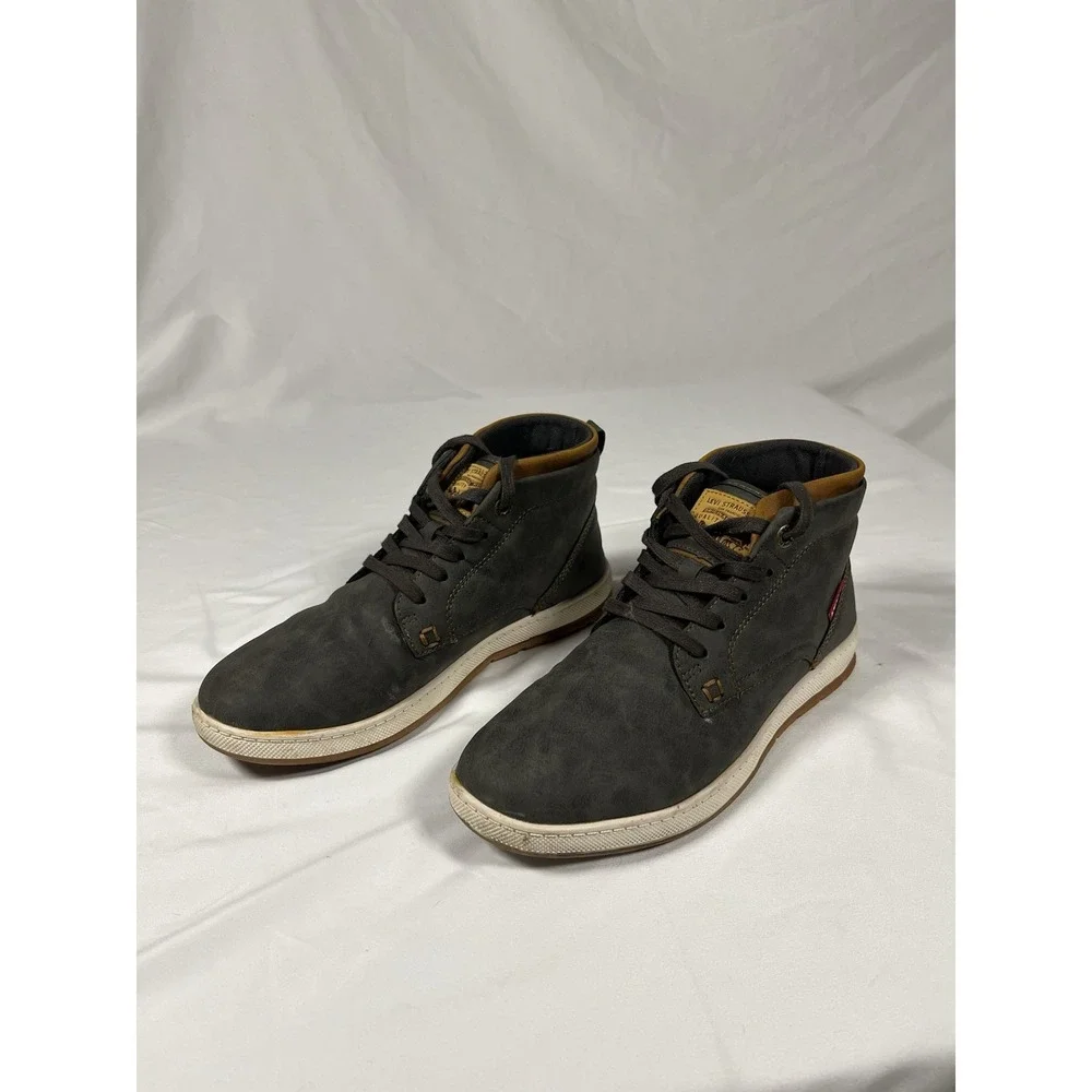 Levi's Mens Chukka Boots Size 8 Gray Faux Leather Lace Up Casual Shoes 518824K36